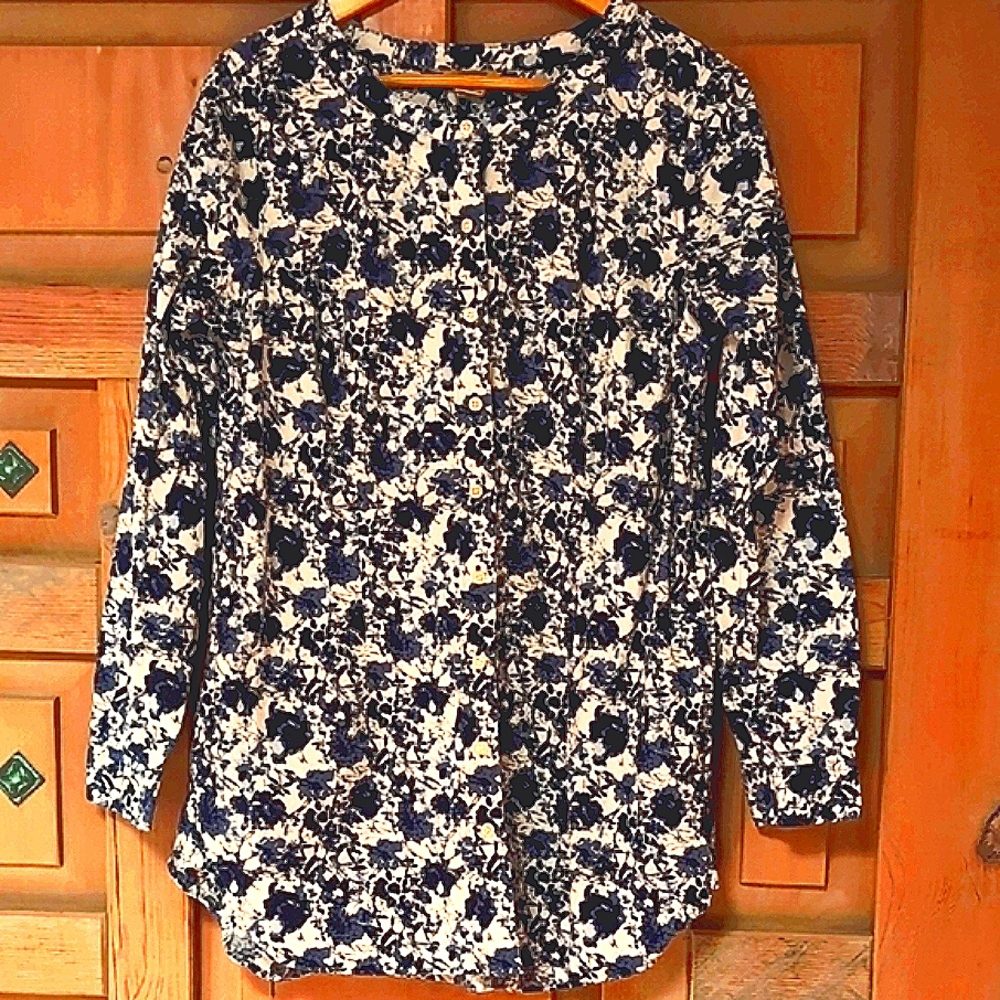 Floral Button-Up Long Blouse with Pockets.   Duluth Trading